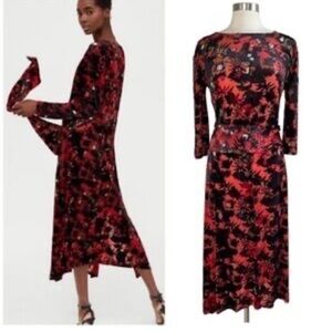 ZARA | burgundy long sleeve Velvet dress